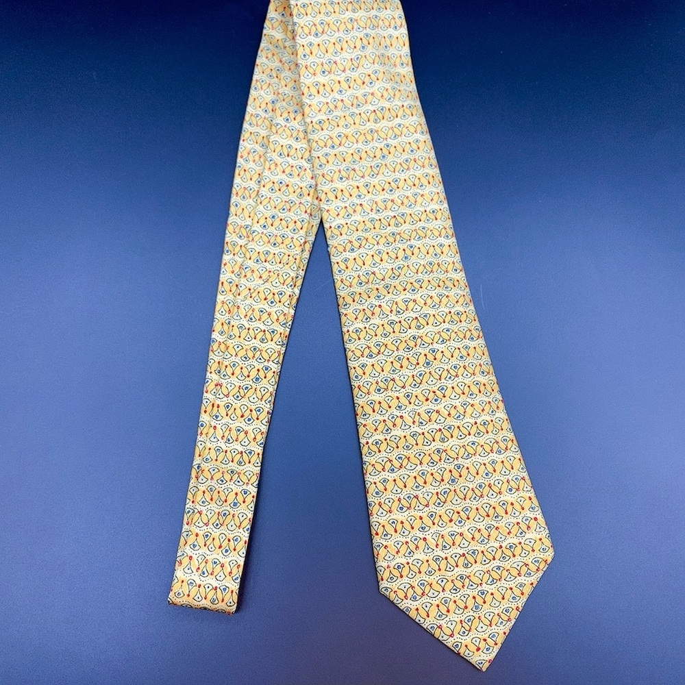 Hermes Yellow Patterned Men's Tie